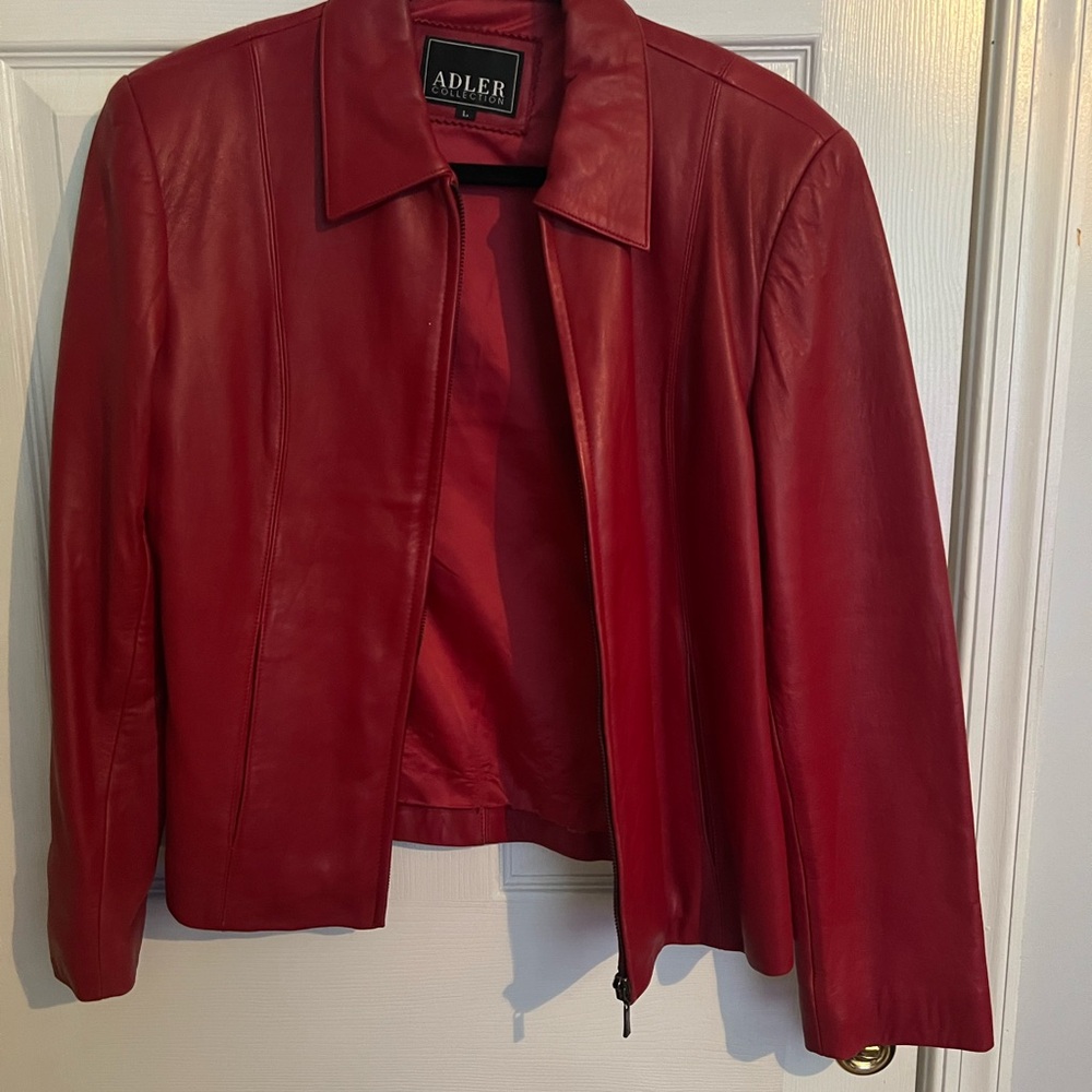 Red leather jacket genuine leather